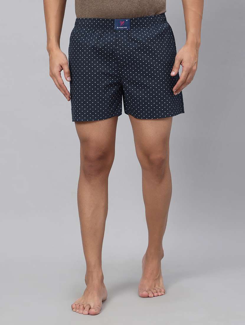 navy blue printed cotton boxer - 20450052 -  Zoom Image - 0