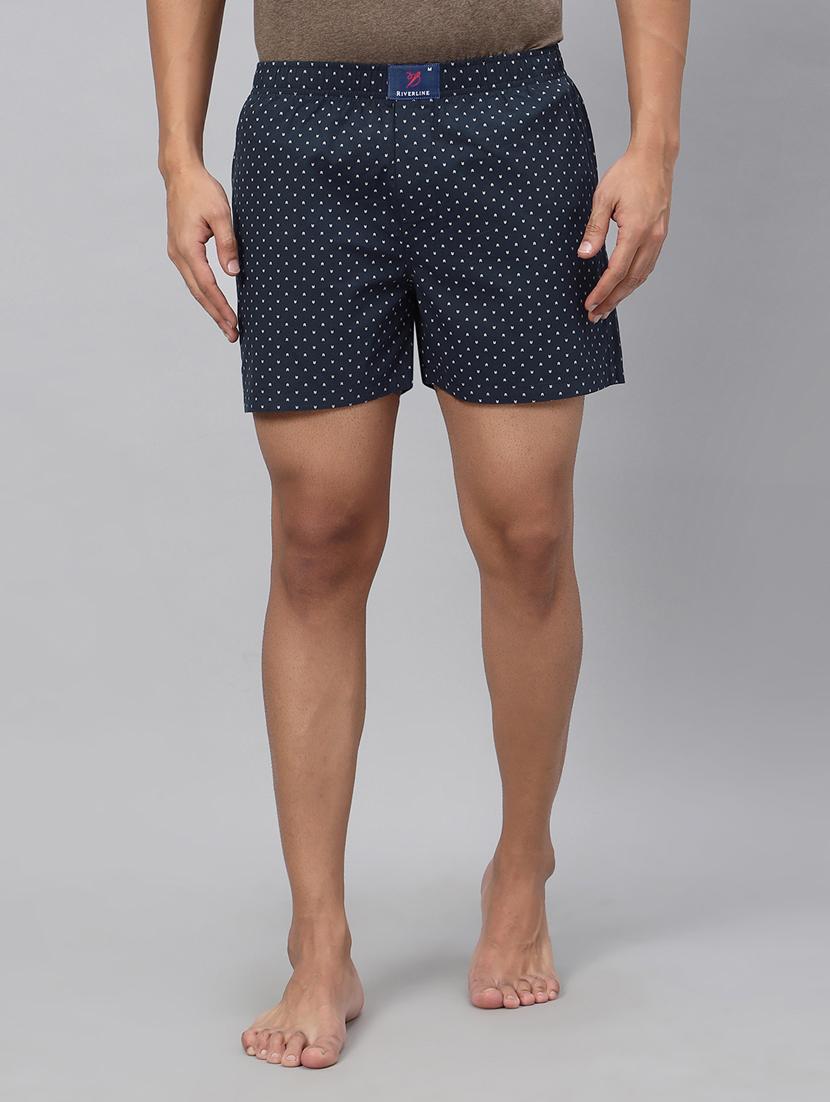 navy blue printed cotton boxer - 20450053 -  Zoom Image - 0