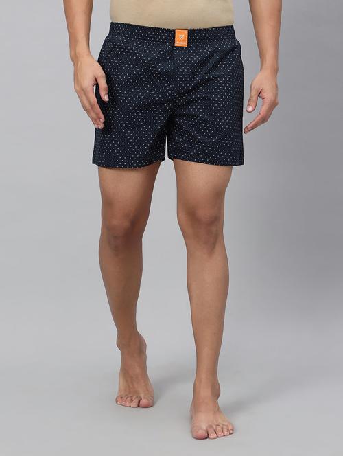 navy blue printed cotton boxer - 20450057 -  Standard Image - 0