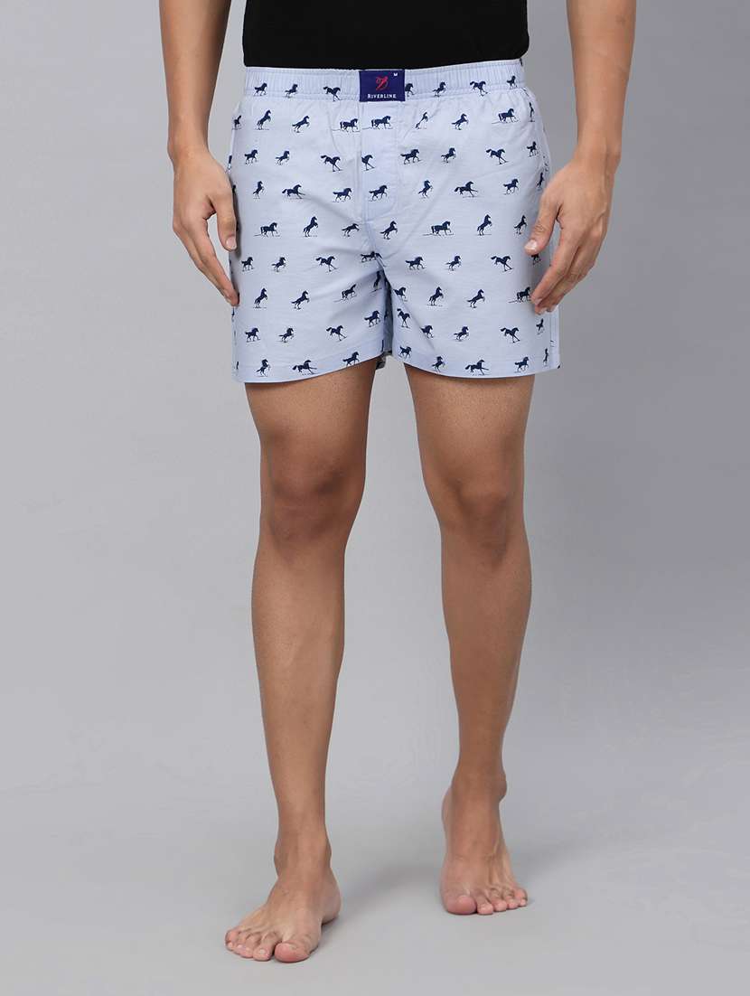 light blue quirky print cotton boxer - 20450064 -  Zoom Image - 0