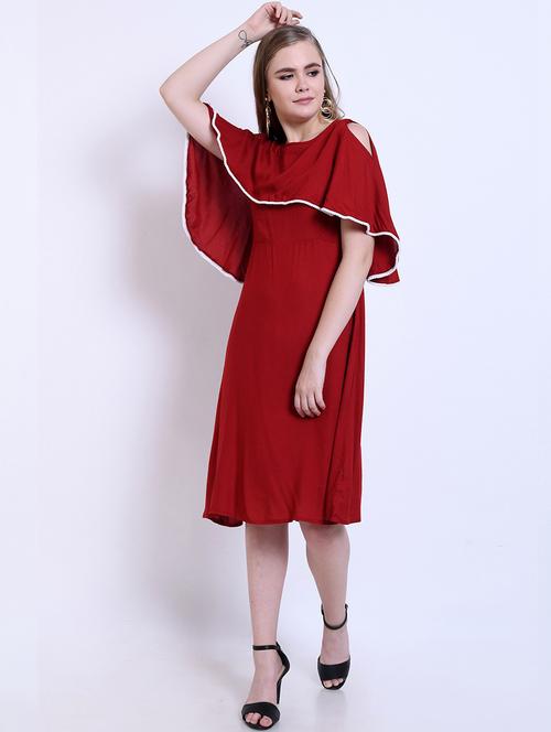 red solid a-line dress - 20451211 - Standard Image - 0