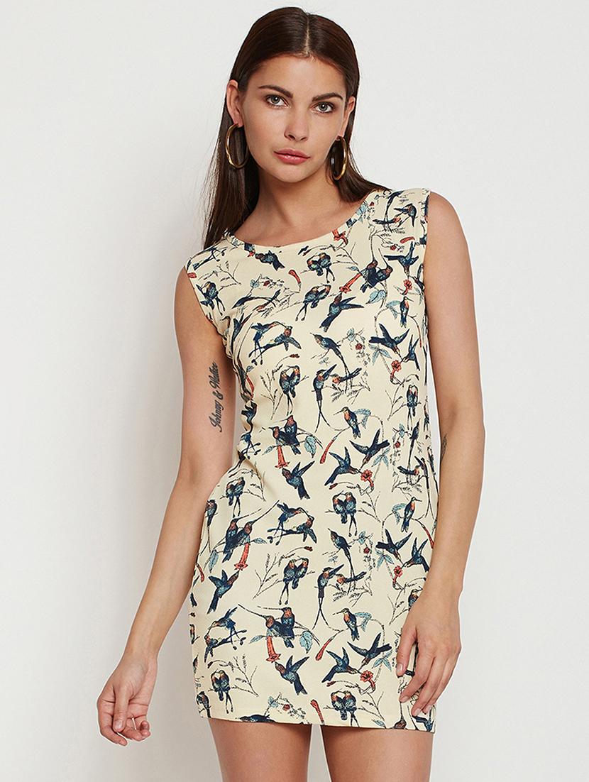 cream printed bodycon dress - 20451213 -  Zoom Image - 0