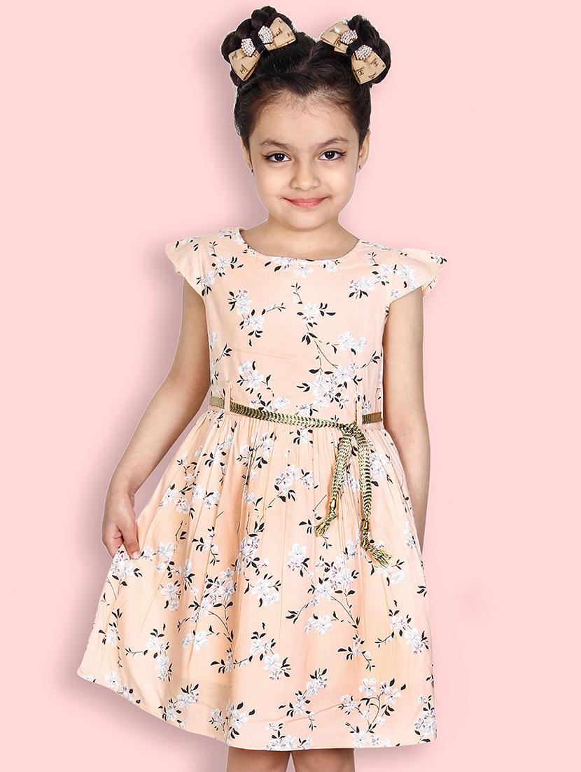 girls round neck cap sleeve frock - 20451343 -  Zoom Image - 0
