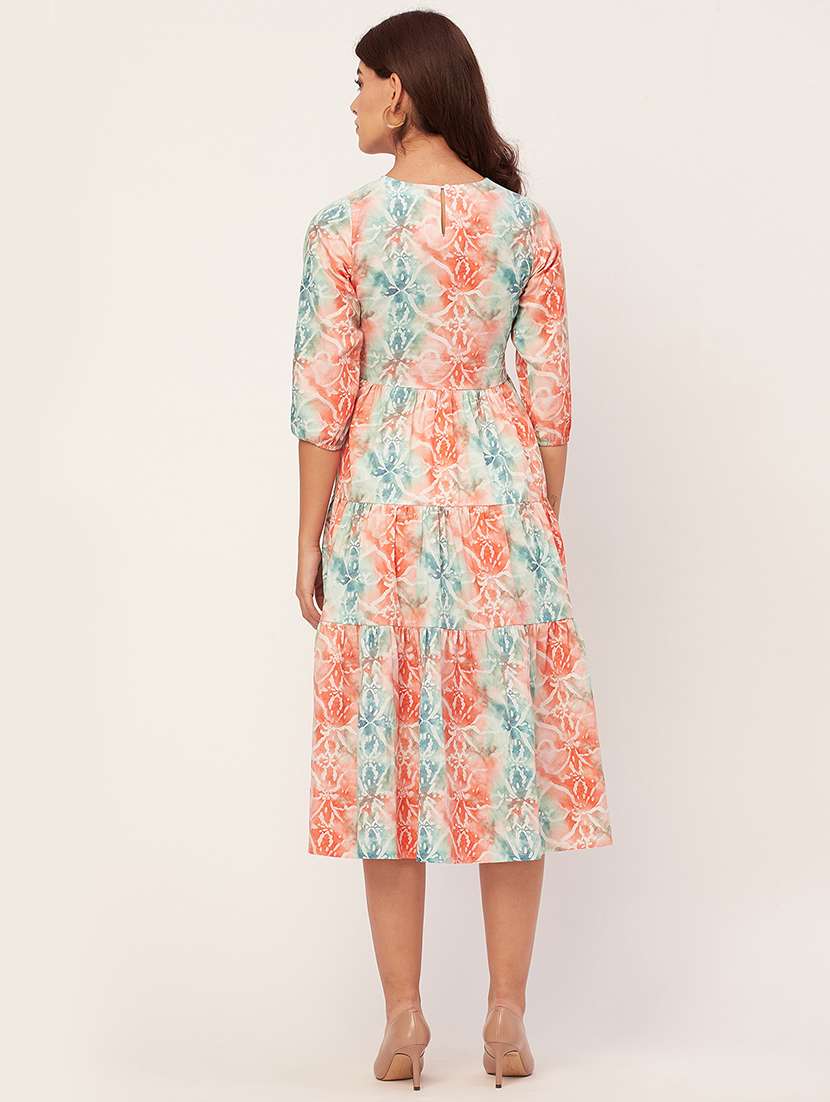 multi color abstract print tiered dress - 20451552 - Standard Image - 3