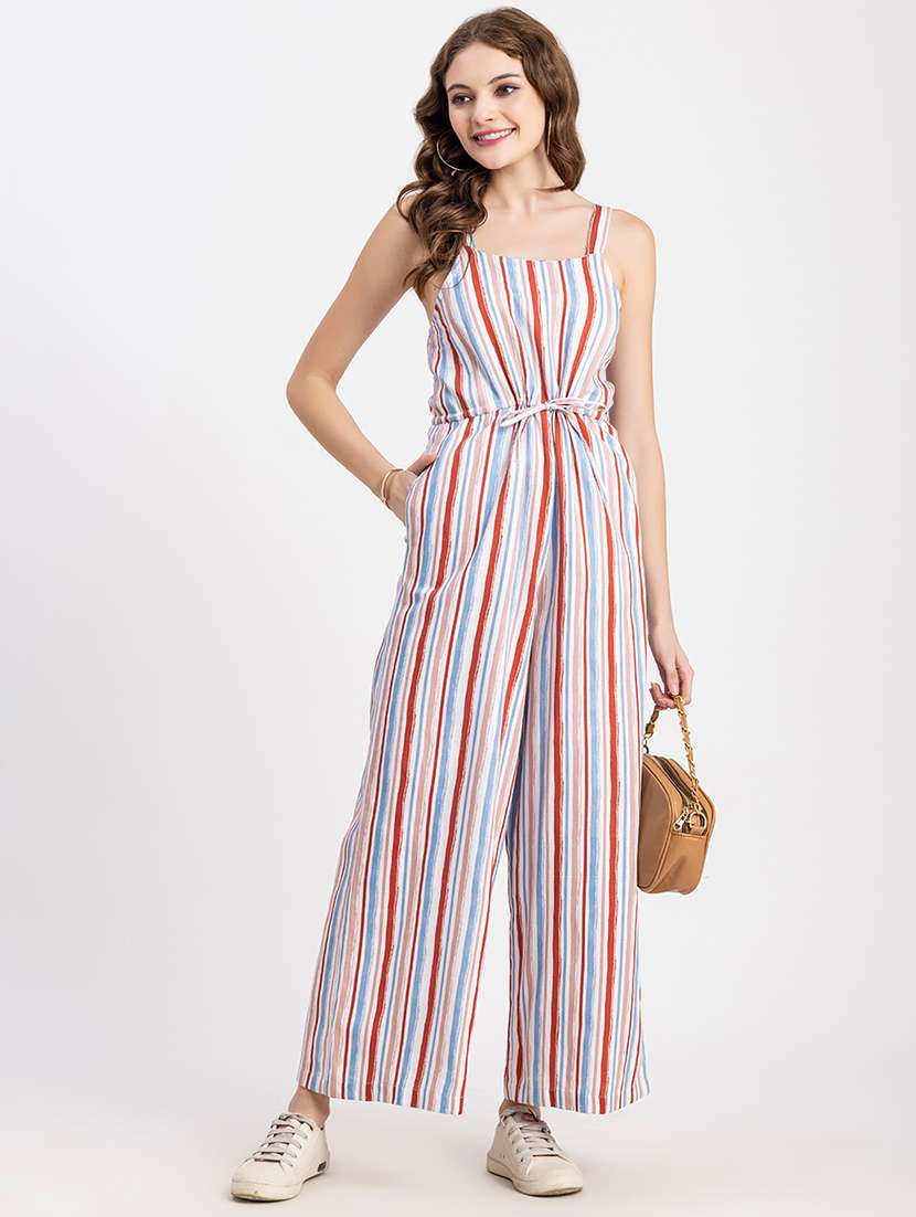 multi color stripes full leg jumpsuit - 20451562 -  Zoom Image - 0