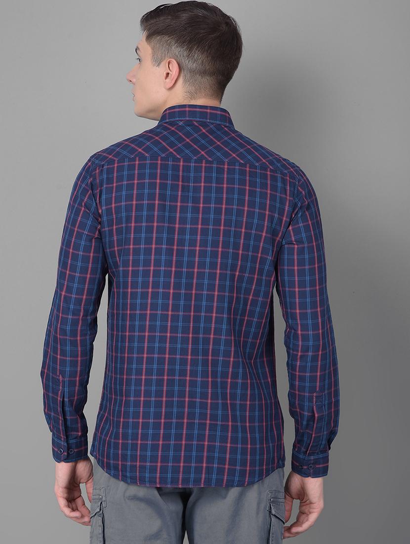 slim fit cotton checked casual shirt - 20455006 - Standard Image - 3