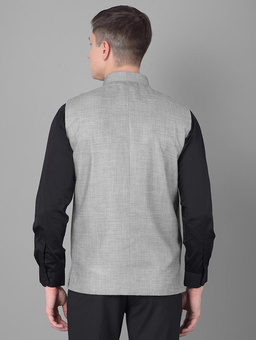 men grey linen classic waist coat - 20455029 - Standard Image - 3