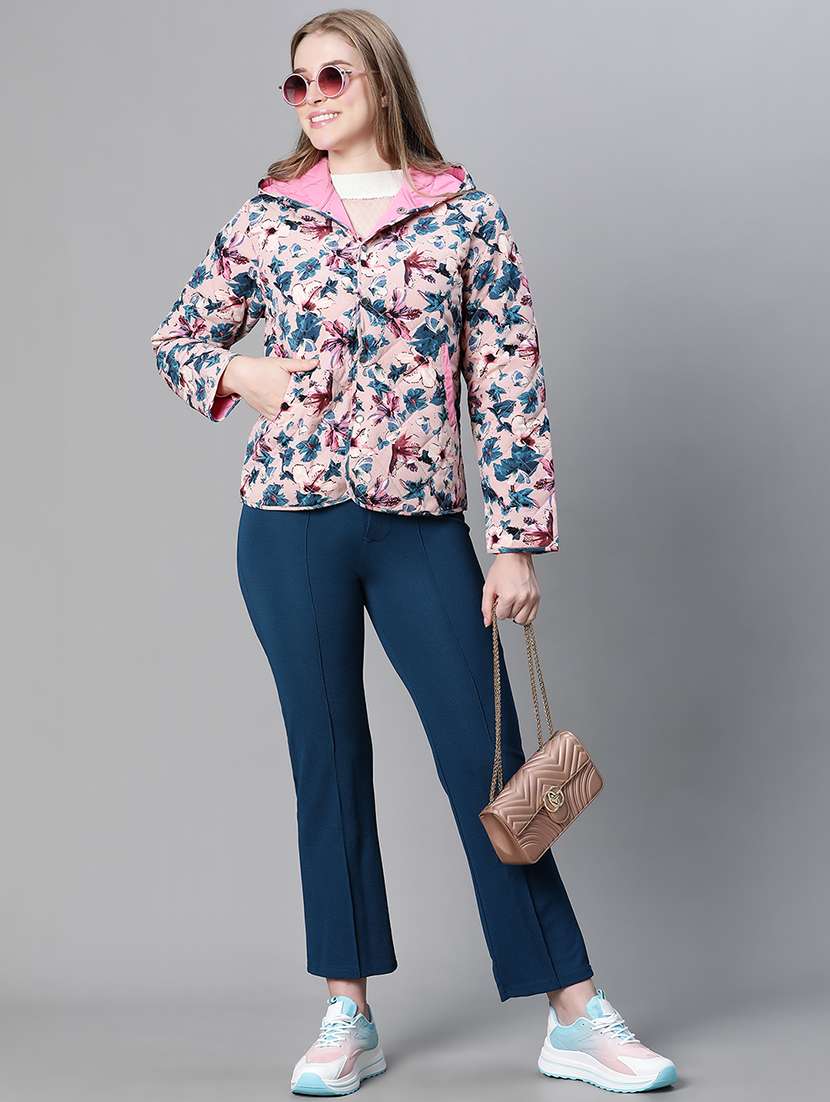 women multi color polyester bomber/biker jacket - 20458018 -  Standard Image - 3