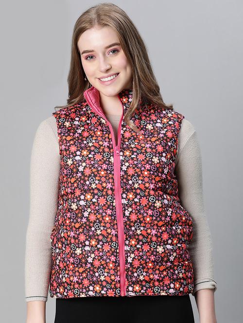 women multi colored polyester reversible jacket - 20458026 - Standard Image - 0