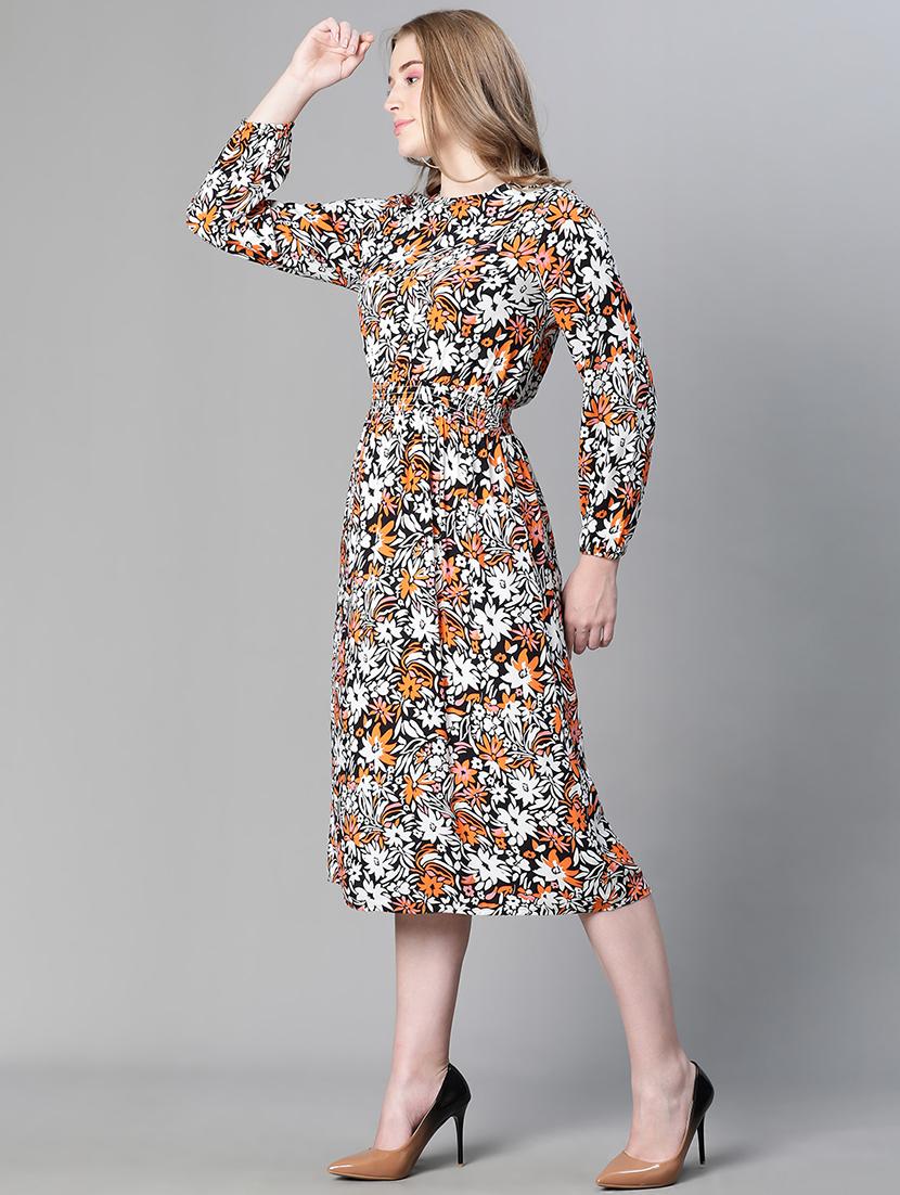black floral print a-line dress - 20458062 - Standard Image - 3