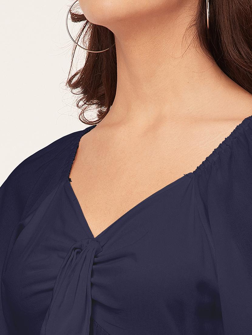 navy blue solid a-line dress with pocket - 20458138 - Standard Image - 5