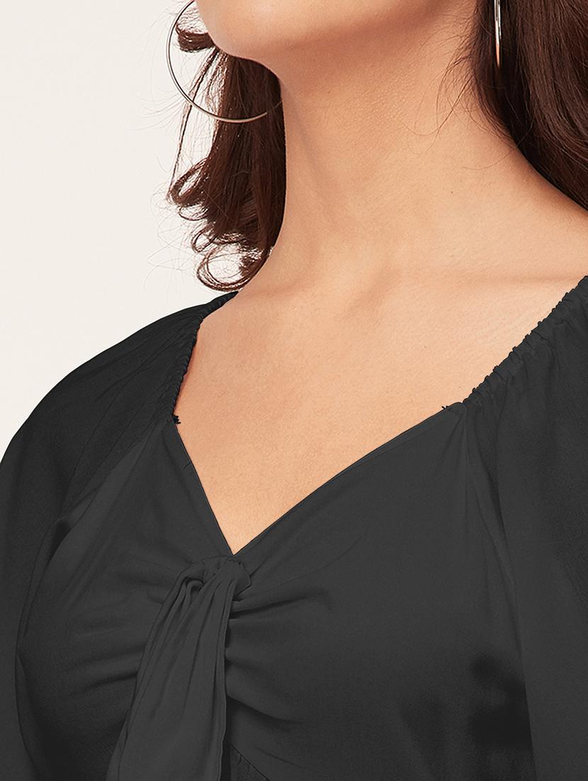 black solid a-line dress with pocket - 20458139 - Standard Image - 5