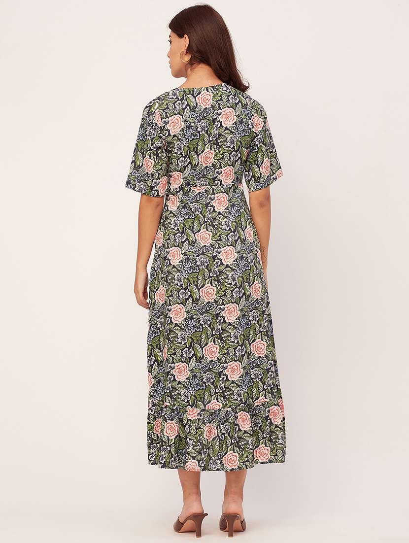 navy blue floral print wrap dress - 20458160 -  Standard Image - 3