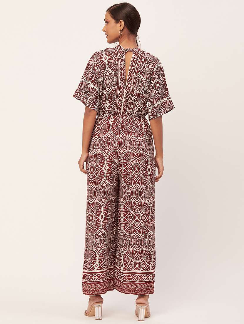 Brown Printed Full Lengtrh Jumpsuit - 20458247 -  Standard Image - 3