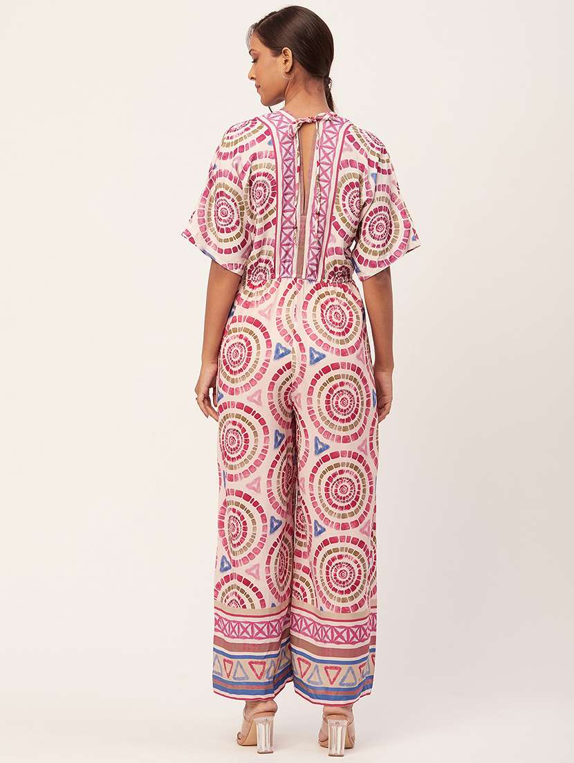 Pink Printed Full Lengtrh Jumpsuit - 20458248 -  Standard Image - 3