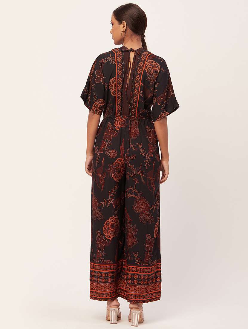 black floral print full length jumpsuit - 20458251 -  Standard Image - 3