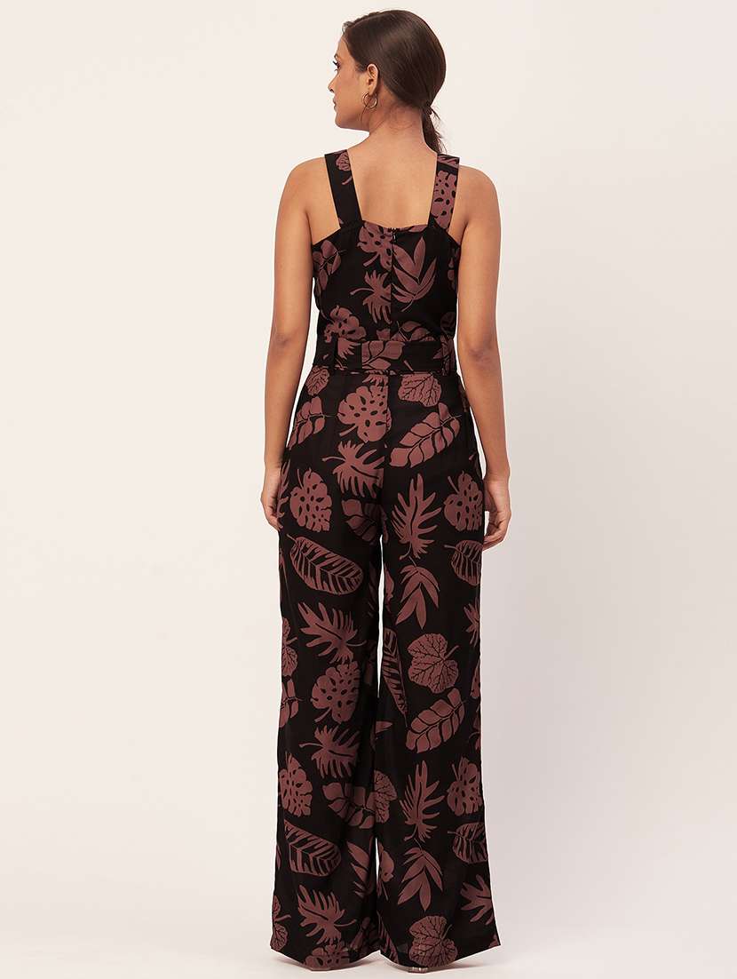 black tropical print full leg jumpsuit - 20458253 -  Standard Image - 3