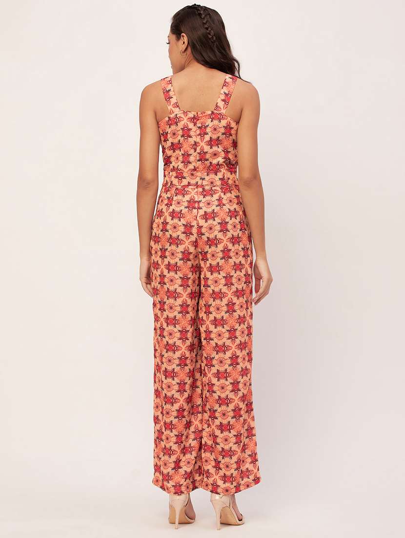 peach printed full length jumpsuit - 20458262 -  Standard Image - 3
