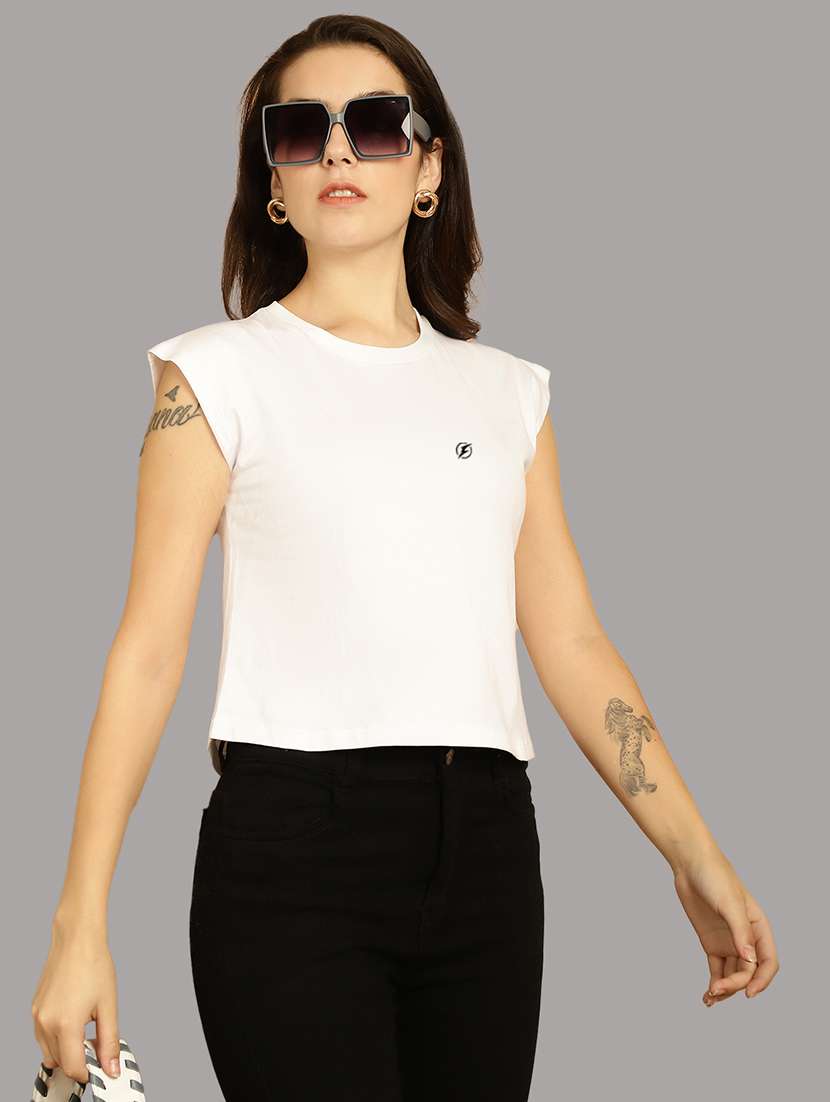 women's plain round neck t-shirt - 20458336 -  Standard Image - 3