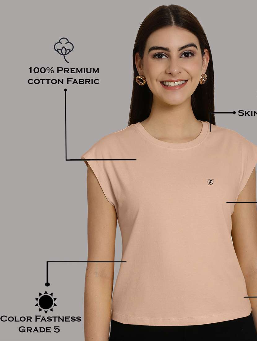 women's plain round neck t-shirt - 20458347 -  Standard Image - 5
