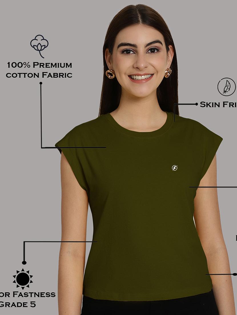 women's plain round neck t-shirt - 20458349 - Standard Image - 5