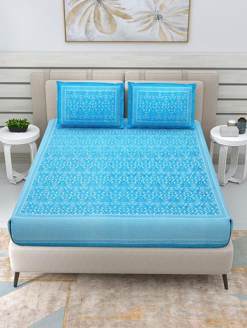 jaipuri hand printed double bedsheet with two pillow covers - 20458737 -  Standard Image - 0