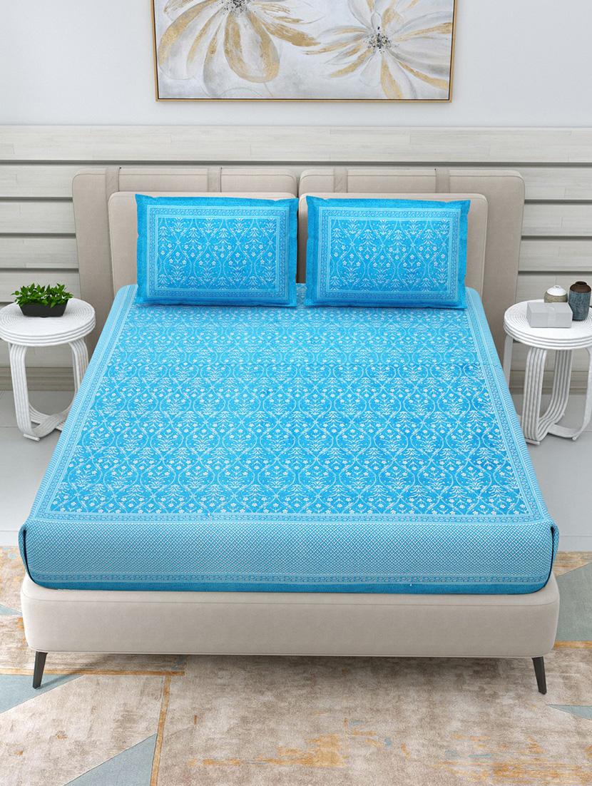 jaipuri hand printed double bedsheet with two pillow covers - 20458737 -  Zoom Image - 0