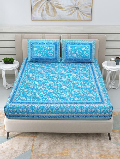 jaipuri hand printed double bedsheet with two pillow covers - 20458741 -  Standard Image - 0
