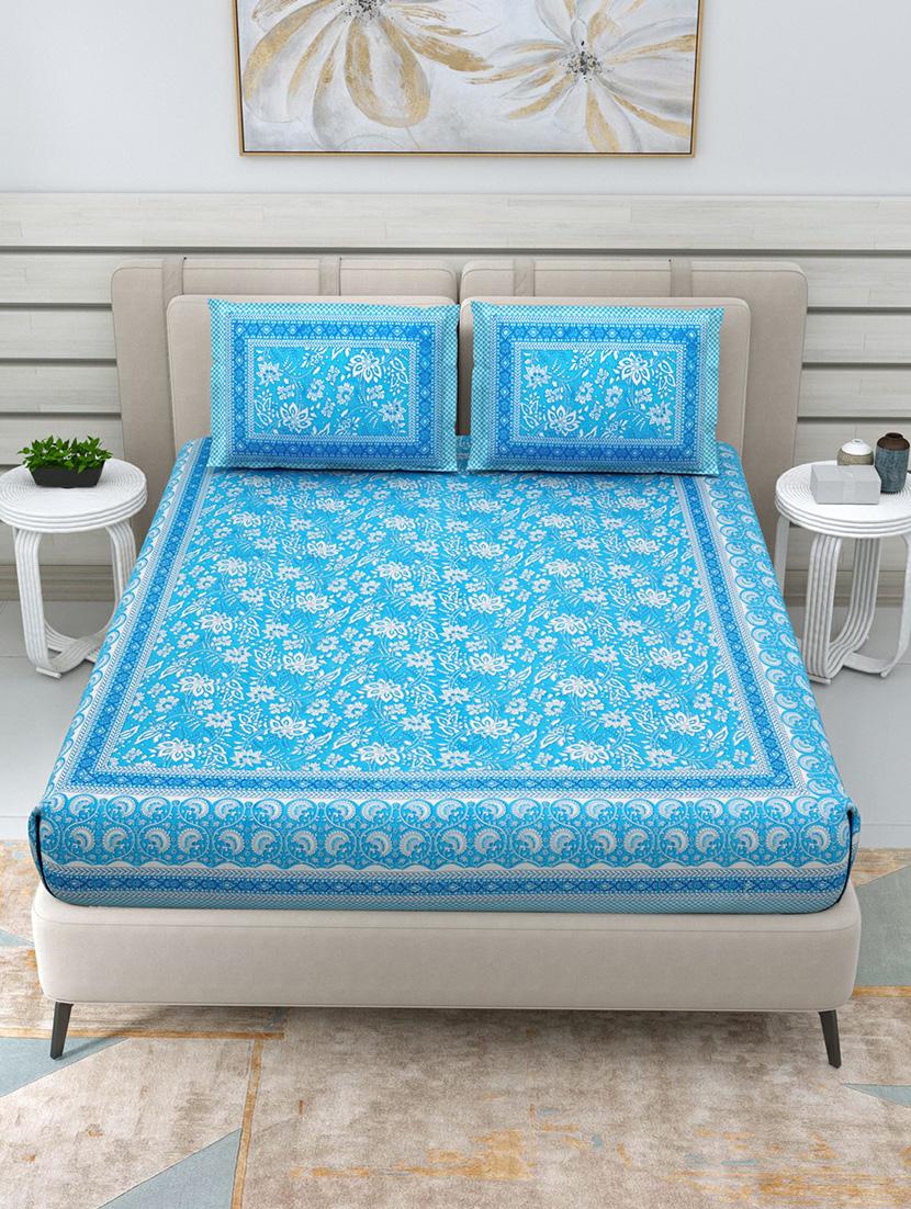 jaipuri hand printed double bedsheet with two pillow covers - 20458741 -  Zoom Image - 0