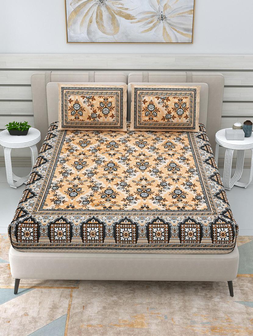 jaipuri hand printed double bedsheet with two pillow covers - 20458776 - Zoom Image - 0