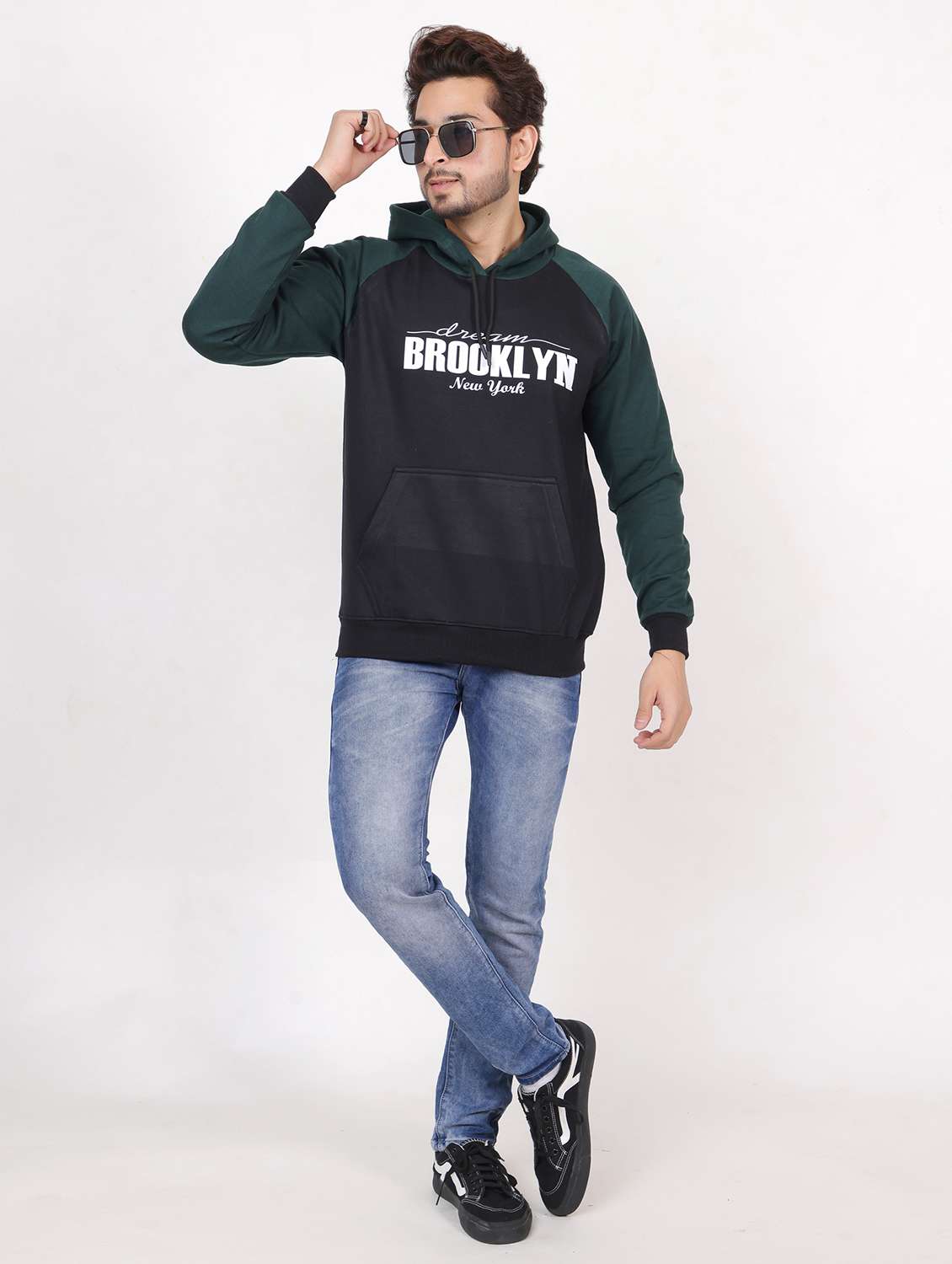 men hooded chest printed sweatshirt - 20458986 - Standard Image - 3