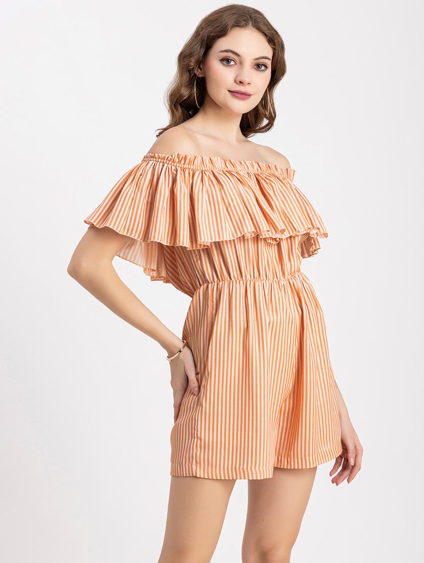 orange and white stripes romper - 20459162 - Standard Image - 3
