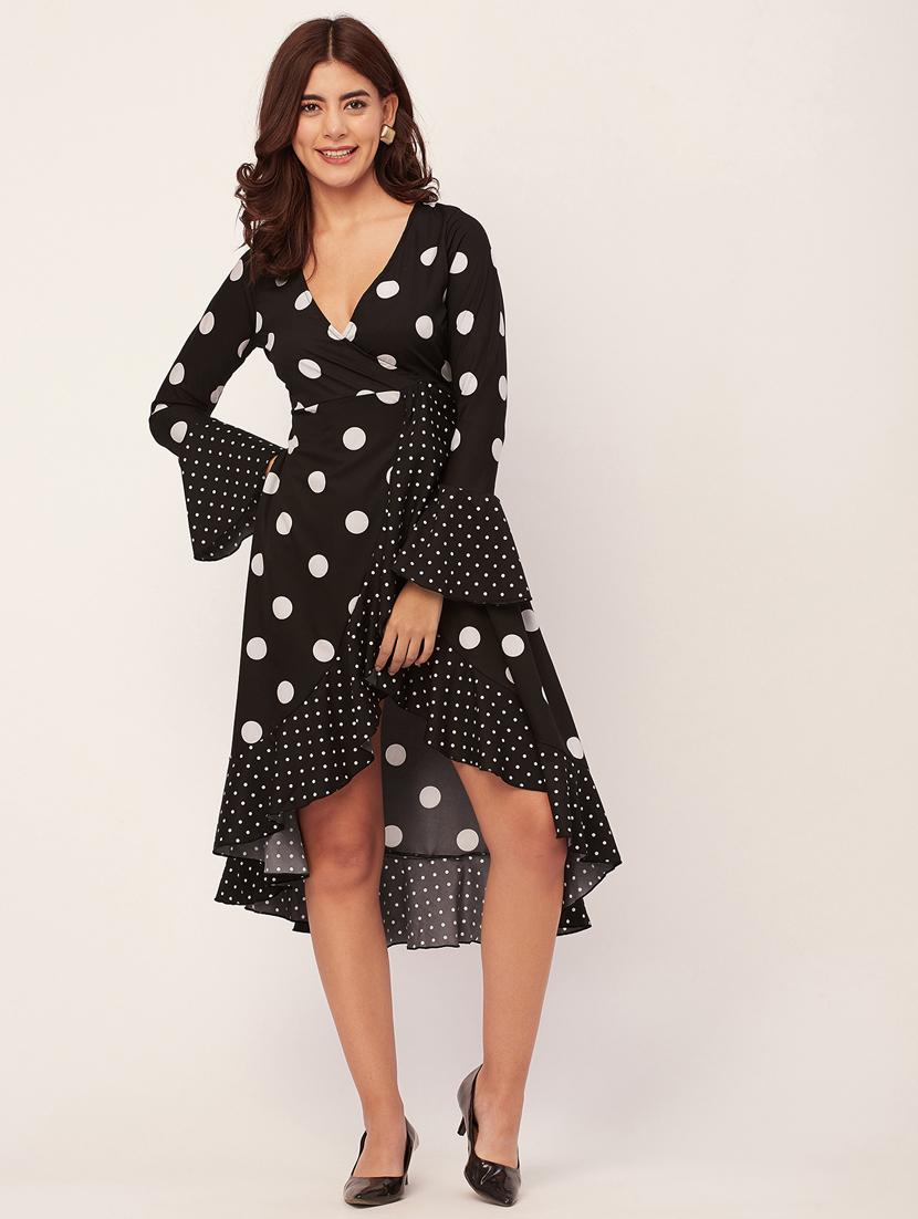 black polka dots wrap dress - 20459349 - Zoom Image - 0