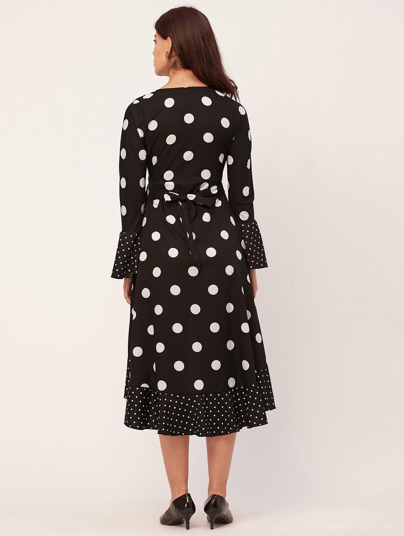 black polka dots wrap dress - 20459349 - Standard Image - 3