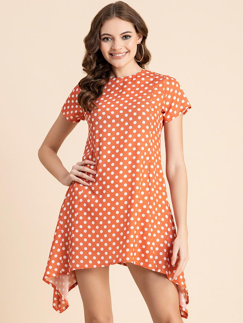 orange polka dots asymmetric dress - 20459350 - Zoom Image - 0