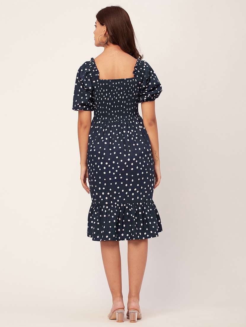navy blue polka dots a-line dress - 20459351 -  Standard Image - 3