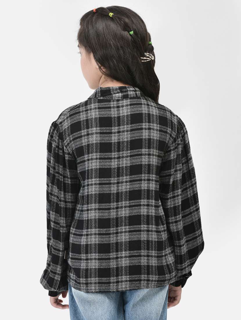 Girls Black & Grey Checked Shirt Top - 20459435 -  Standard Image - 3
