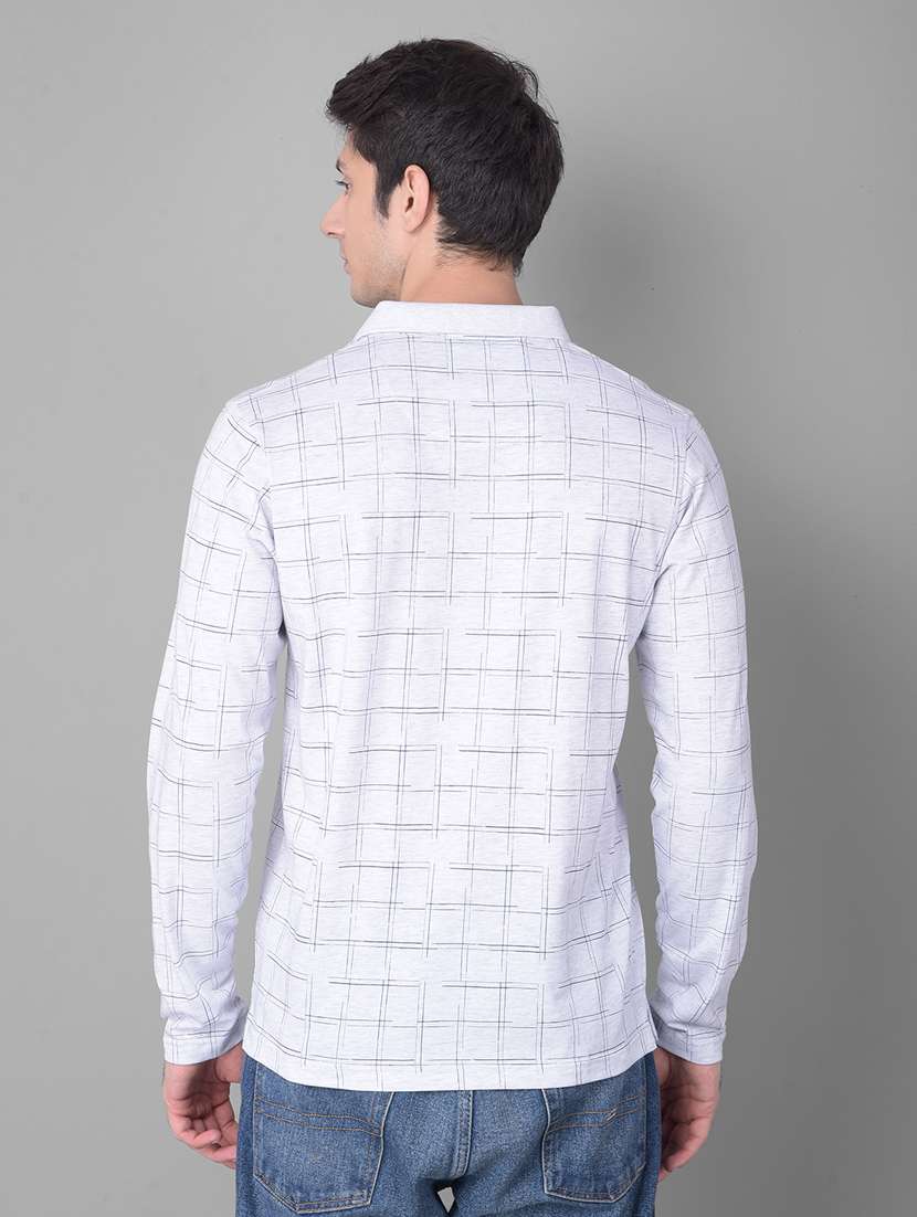 grey checkered long sleeves polo t-shirt - 20459514 - Standard Image - 3