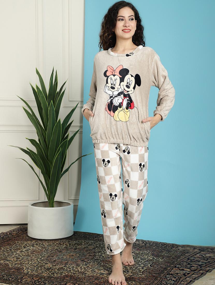 taupe graphic print pyjama nightwear set - 20467781 - Zoom Image - 0