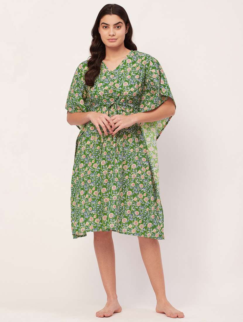women printed round neck nighty