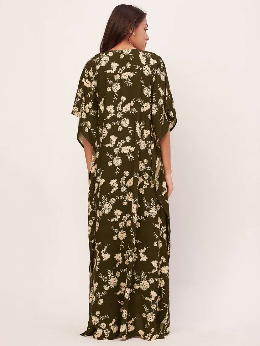 olive floral print maxi nighty - 20468209 - Standard Image - 3