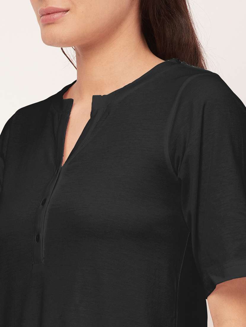 women printed mandarin neck sleepshirt - 20468215 -  Standard Image - 5