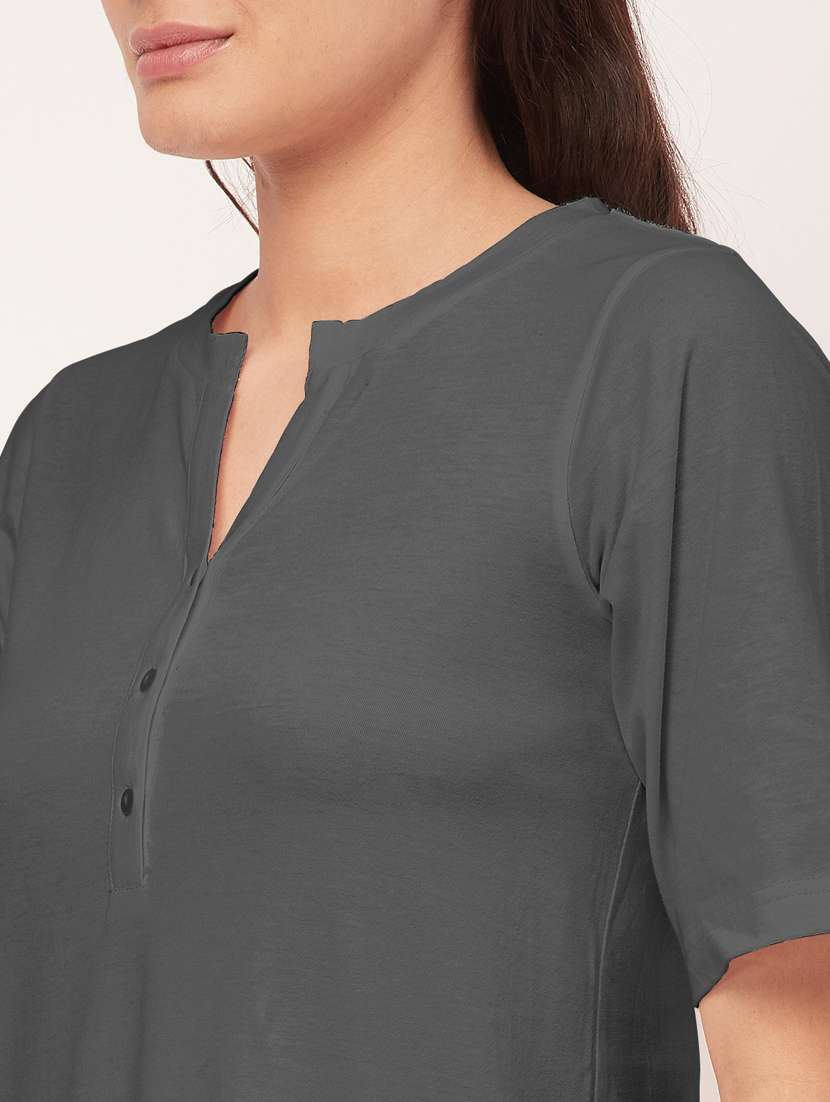 solid grey hosiery sleepshirt - 20468221 -  Standard Image - 5