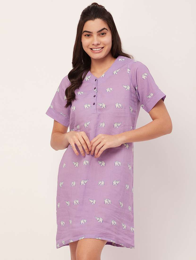 lavender quriky print sleepshirt 
