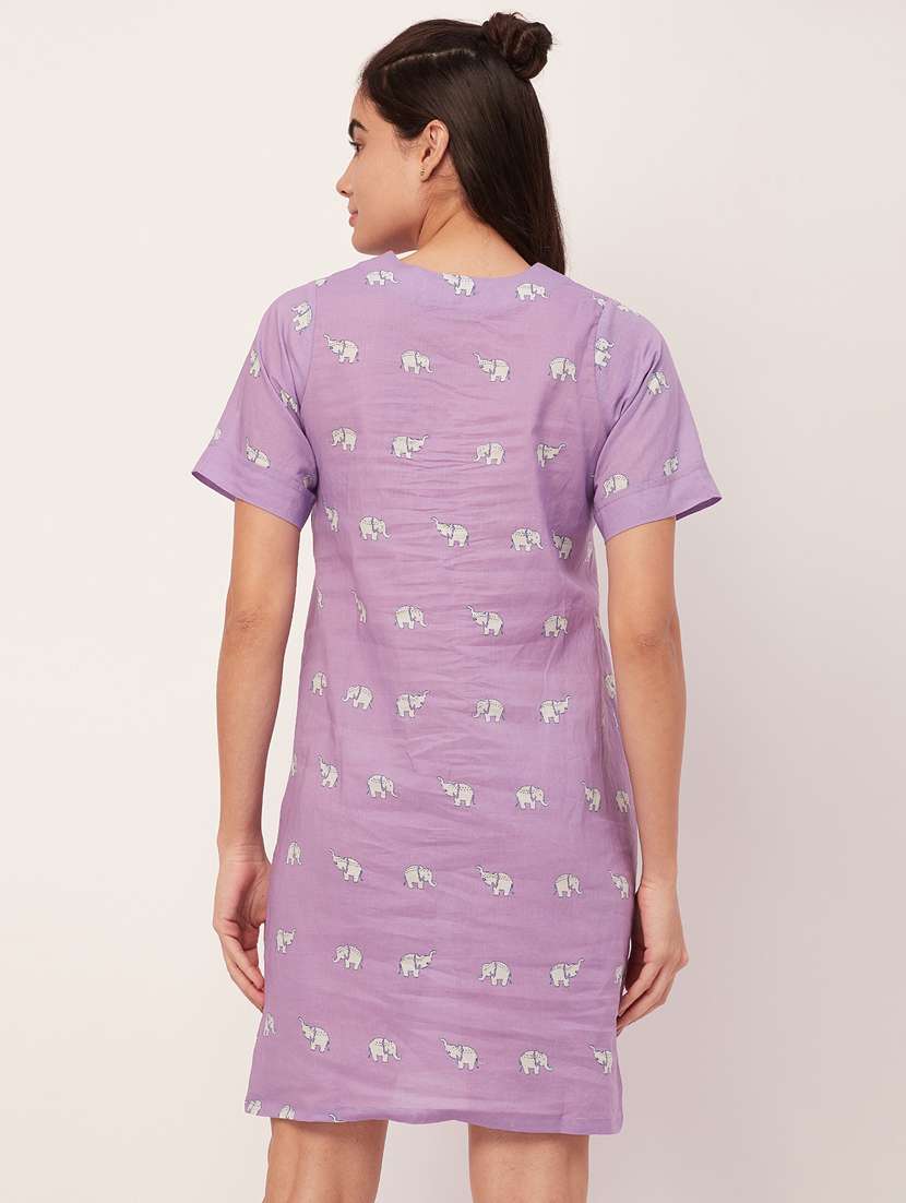 lavender quriky print sleepshirt  - 20468229 -  Standard Image - 3