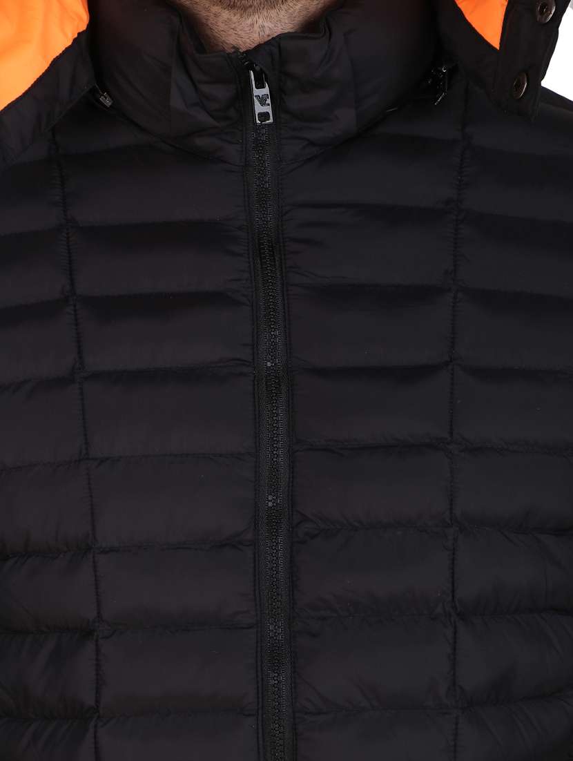 men solid black long sleeve quilted jacket - 20468292 -  Standard Image - 3
