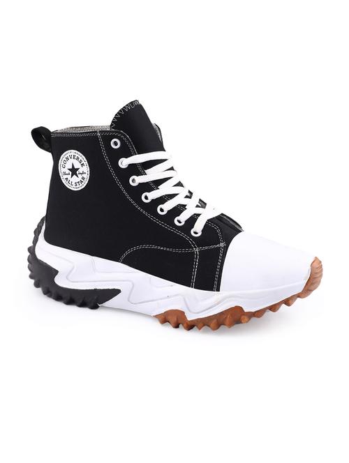 men solid black lace up sneaker - 20468322 -  Standard Image - 0