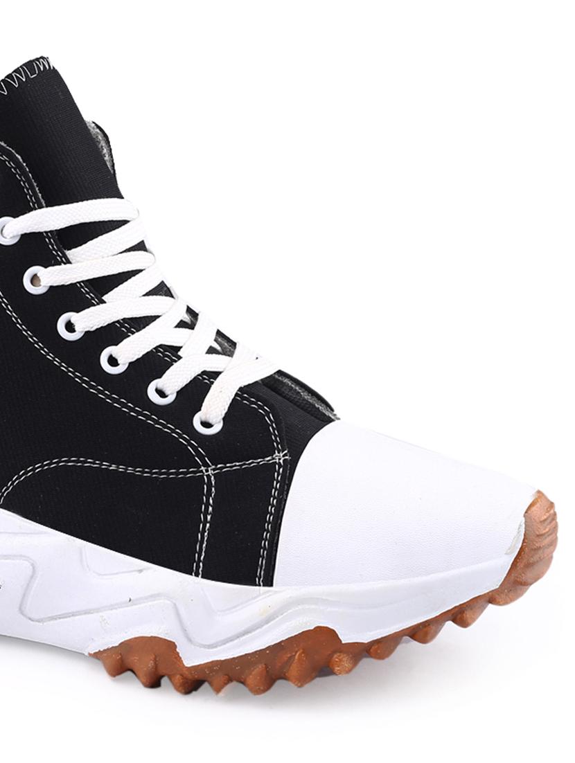 men solid black lace up sneaker - 20468322 - Standard Image - 5