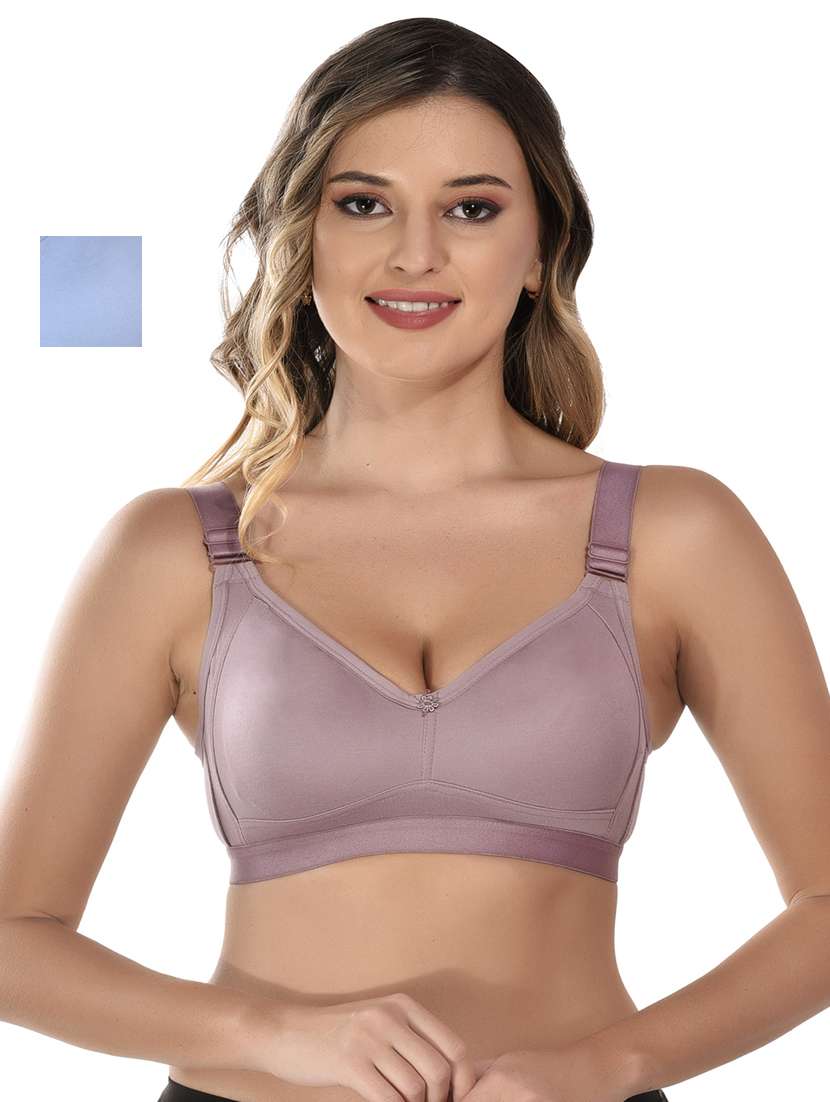 combo of blue and purple hosiery t-shirt bra