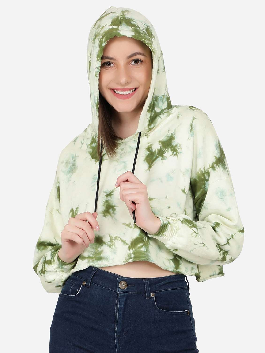 green tie & dye cropped sweatshirt - 20469036 -  Zoom Image - 0